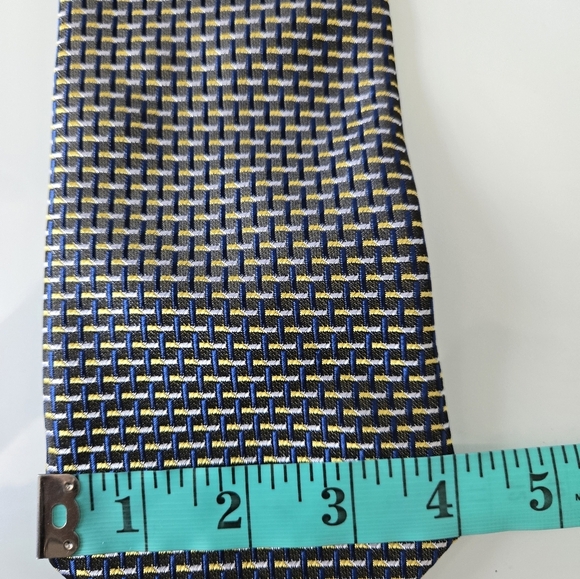 Paul Smith 100% Silk Black, Blue and Yellow Patterned Tie - Picture 9 of 9